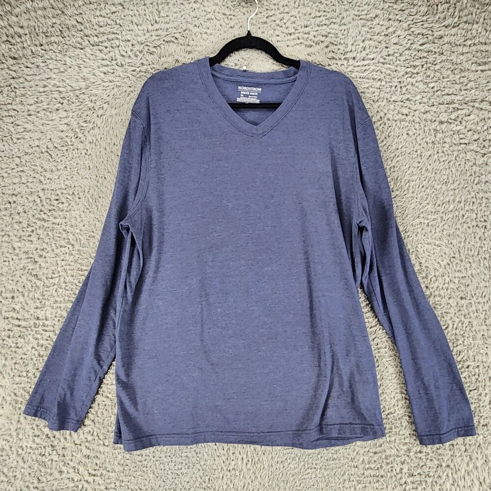 Nordstrom Shirt Mens XL Blue Long Sleeve V Neck Tee *GUC*